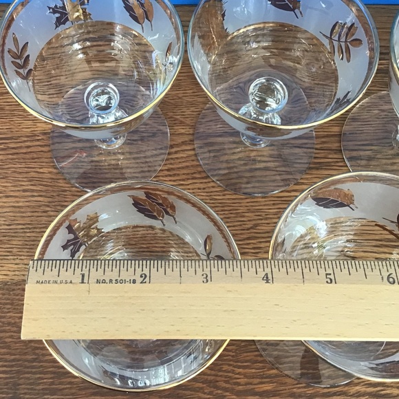 6 Vintage Libbey Frosted Glass Gold Leaf Pattern Glasses Elegant - Picture 7 of 14